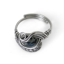 Load image into Gallery viewer, Wrapped Black Adjustable Natural Tourmaline Gemstone Ring