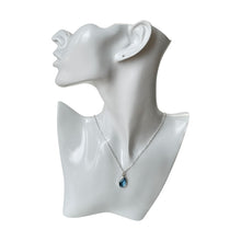 Load image into Gallery viewer, 925 Mexican Sterling Silver Drop-shaped Aqua Blue Zirconia Beveled Pendant