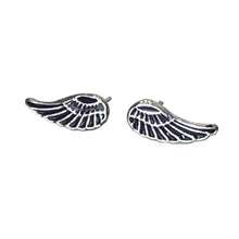 Load image into Gallery viewer, 925 Sterling Silver Black Angel Wings Stud Earrings