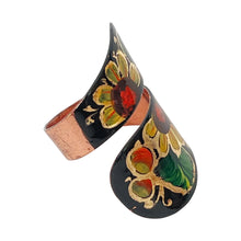 Load image into Gallery viewer, Mexican Black Floral Double Layered Copper Ring