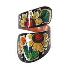 Load image into Gallery viewer, Mexican Black Floral Double Layered Copper Ring