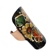 Load image into Gallery viewer, Mexican Black Floral & Butterfly Pattern Copper Ring