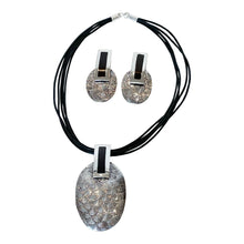 Load image into Gallery viewer, 925 Sterling Silver Coated Black Long Oval Necklace & Earring Set
