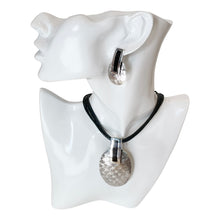 Load image into Gallery viewer, 925 Sterling Silver Coated Black Long Oval Necklace & Earring Set