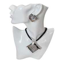 Load image into Gallery viewer, 925 Sterling Silver Coated Black Long Rhombus Necklace & Earring Set