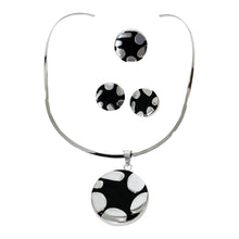 Load image into Gallery viewer, 925 Sterling Silver Black Round Pendant Jewelry Set