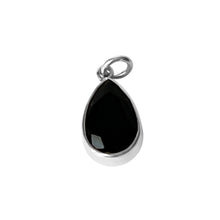Load image into Gallery viewer, 925 Mexican Sterling Silver Drop-shaped Black Zirconia Beveled Pendant