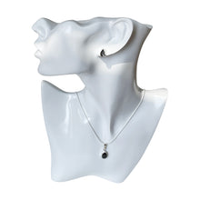 Load image into Gallery viewer, 925 Mexican Sterling Silver Drop-shaped Black Zirconia Pendant & Earrings