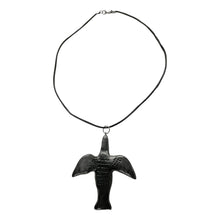 Load image into Gallery viewer, Oaxacan Black Clay Frida-inspired hand-sculpted bird-shaped necklace