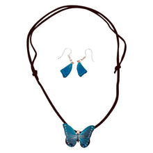 Load image into Gallery viewer, Blue Butterfly Copper Necklace & Earring Set