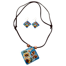 Load image into Gallery viewer, Blue Butterfly & Floral Copper Necklace & Earring Set