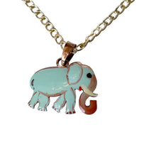 Load image into Gallery viewer, Blue Elephant Copper Necklace & Earring Set
