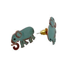 Load image into Gallery viewer, Blue Elephant Copper Necklace & Earring Set