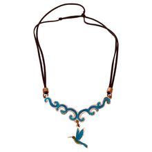 Load image into Gallery viewer, Blue Flying Bird Copper Necklace & Earring Set