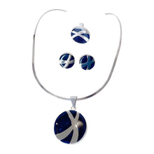 Load image into Gallery viewer, 925 Sterling Silver Blue Round Pendant Jewelry Set