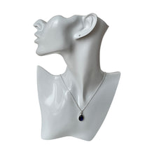 Load image into Gallery viewer, 925 Mexican Sterling Silver Drop-shaped Blue Zirconia Beveled Pendant