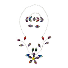 Load image into Gallery viewer, 925 Mexican Sterling Silver Colorful Fine Crystal Bird Necklace, Bracelet & Earring Set
