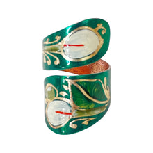 Load image into Gallery viewer, Mexican Double Layered Green Floral Copper Ring