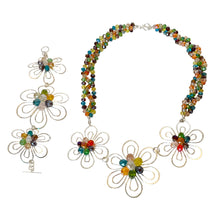 Load image into Gallery viewer, 925 Sterling Silver Colorful Floral Beads Jewelry Set