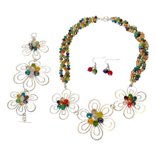 Load image into Gallery viewer, 925 Sterling Silver Colorful Floral Beads Jewelry Set