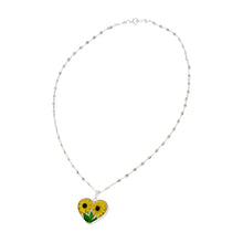 Load image into Gallery viewer, 925 Mexican Sterling Silver Floral Heart-shaped Necklace & Earring Set