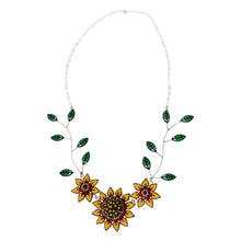 Load image into Gallery viewer, 925 Mexican Sterling Silver Yellow/Green Fine Crystal Floral Necklace & Earring Set