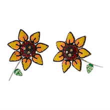 Load image into Gallery viewer, 925 Mexican Sterling Silver Yellow/Green Fine Crystal Floral Necklace & Earring Set