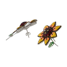 Load image into Gallery viewer, 925 Mexican Sterling Silver Yellow/Green Fine Crystal Floral Necklace & Earring Set