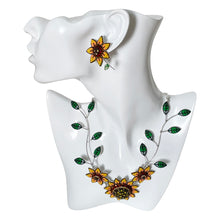 Load image into Gallery viewer, 925 Mexican Sterling Silver Yellow/Green Fine Crystal Floral Necklace & Earring Set
