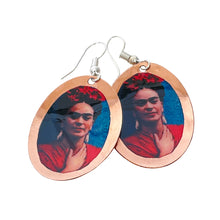 Load image into Gallery viewer, Mexican Frida Kahlo Photo Painted Copper Earrings