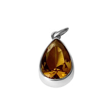 Load image into Gallery viewer, 925 Mexican Sterling Silver Drop-shaped Golden Zirconia Beveled Pendant