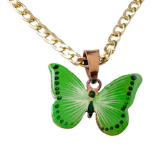 Load image into Gallery viewer, Green Butterfly Copper Necklace Earring Set