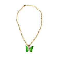 Load image into Gallery viewer, Green Butterfly Copper Necklace Earring Set