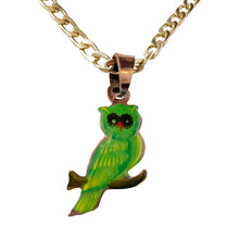 Load image into Gallery viewer, Green Owl Copper Necklace & Earring Set