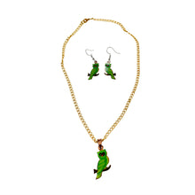 Load image into Gallery viewer, Green Owl Copper Necklace & Earring Set
