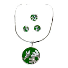 Load image into Gallery viewer, 925 Sterling Silver Green Round Pendant Jewelry Set