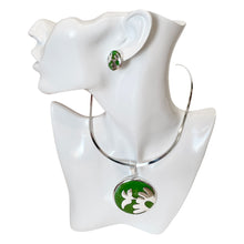 Load image into Gallery viewer, 925 Sterling Silver Green Round Pendant Jewelry Set