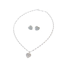 Load image into Gallery viewer, 925 Mexican Sterling Silver Heart-Shaped Necklace & Earring Set