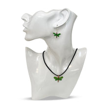 Load image into Gallery viewer, Green Darner Necklace & Hook Earring Set