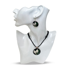 Load image into Gallery viewer, Black Flower & Leaf Copper Necklace & Earring Set