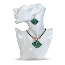 Load image into Gallery viewer, Turquoise Butterfly & Lamp Copper Necklace & Earring Set