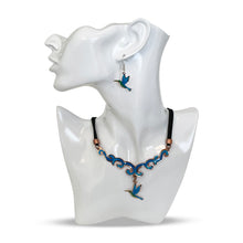 Load image into Gallery viewer, Blue Flying Bird Copper Necklace & Earring Set