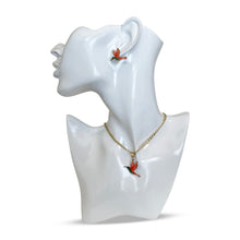 Load image into Gallery viewer, Red Flying Bird Copper Necklace Earring Set