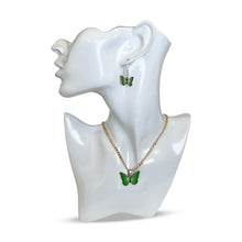 Load image into Gallery viewer, Green Butterfly Copper Necklace Earring Set