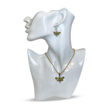 Load image into Gallery viewer, Light Green Darner Copper Necklace & Earring Set
