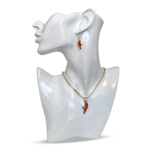 Load image into Gallery viewer, Orange Parrot Copper Necklace & Hook Earring Set