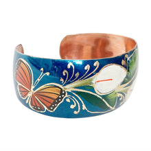 Load image into Gallery viewer, Calla Lilies Blue Copper Bracelet