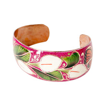Load image into Gallery viewer, Calla Lilies Magenta Copper Bracelet