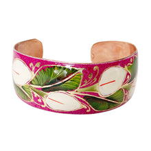 Load image into Gallery viewer, Calla Lilies Magenta Copper Bracelet