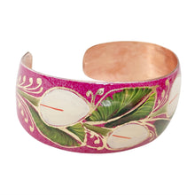 Load image into Gallery viewer, Calla Lilies Magenta Copper Bracelet
